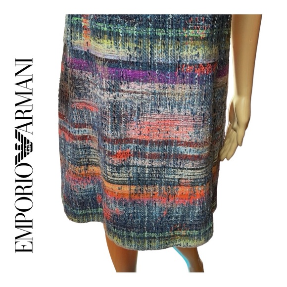 EMPORIO ARMANI Tweed Multicolored Dress Size Medium 44 - Picture 5 of 11